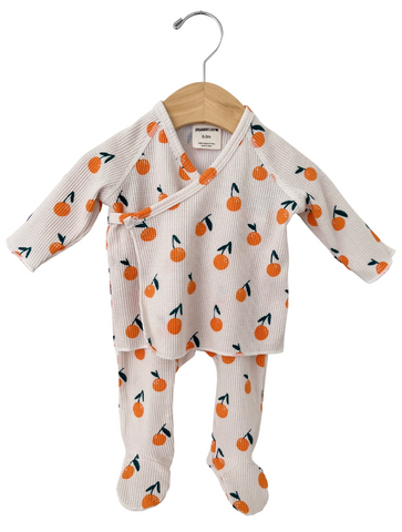 Waffle Kimono & Pant Set | Oranges - PREORDER