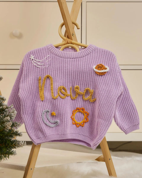 Yarn *CUSTOM* Name Chunky Knit Sweater | 7 Colors