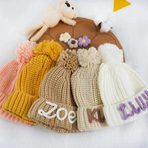 Yarn *CUSTOM* Solid Knit Pom Hats (6 Colors)