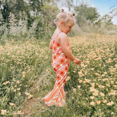 Stripes & Sunflowers Ribbed Romper - PREORDER