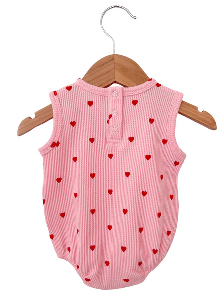 Waffle Tank Bubble Romper | Little Red Heart - PREORDER