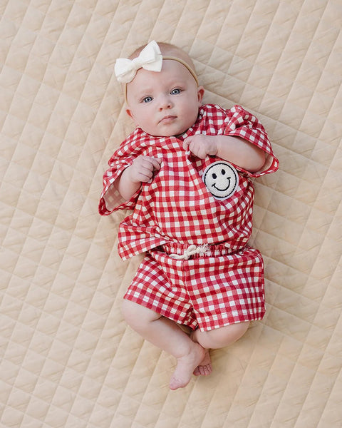 Top & Shorts Set | Red Gingham - PREORDER