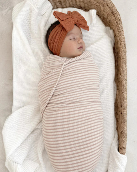 Ribbed Swaddle | Tan Stripe - PREORDER