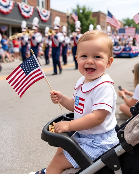Smocked Top & Shorts Set | Striped Flag - PREORDER