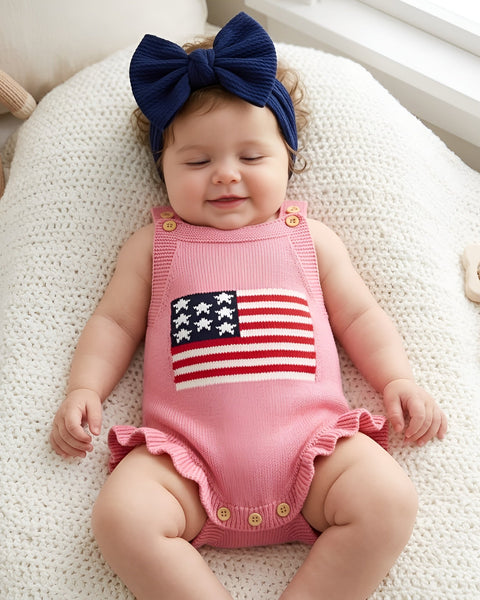 Knit Tank Sweater Ruffle Romper | Pink Flag - PREORDER