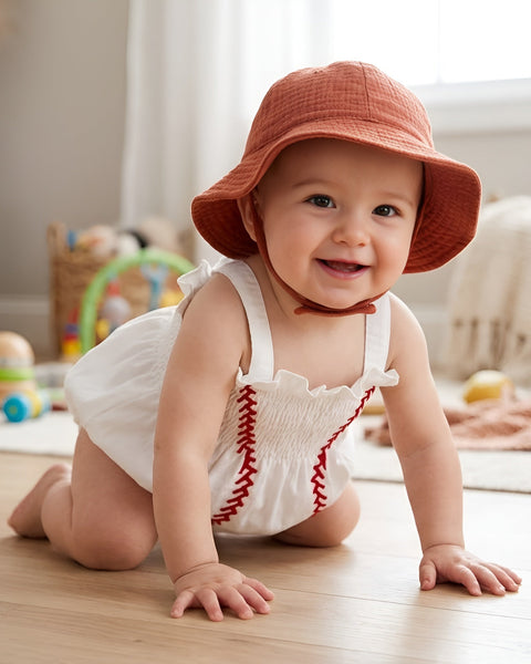 Muslin Bubble Romper | Baseball - PREORDER
