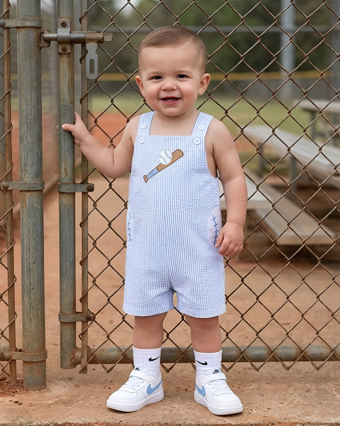 Smocked Tank Shortie Romper | Baseball Gingham - PREORDER