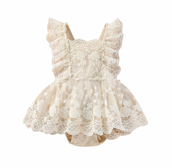 Creamy Lace Romper Dress - PREORDER