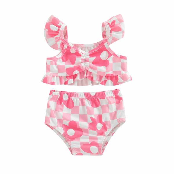Checkered Floral Swimsuits - PREORDER