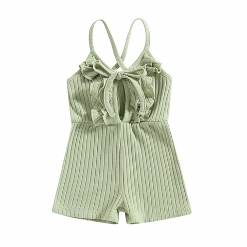 Spring Time Casual Ribbed Shorts Romper - PREORDER