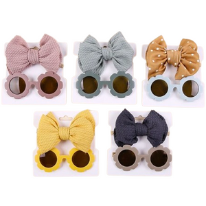 Flower Power Sunnies & Textured Bows (5 Colors) - PREORDER