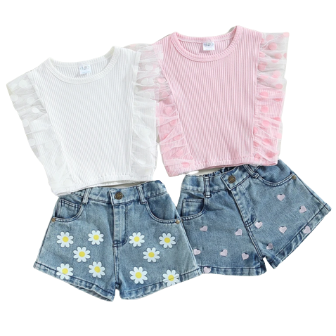 Hearts & Daisies Denim Outfits (2 Styles) - PREORDER