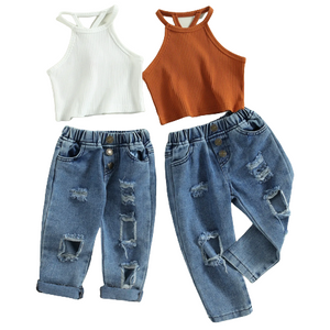 Demi Cross Back Denim Outfits (2 Colors) - PREORDER