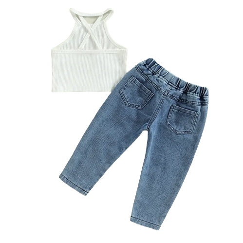 Demi Cross Back Denim Outfit - PREORDER